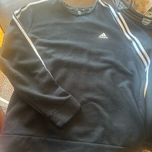 Adidas Black Crewneck Sweater with White Stripes
